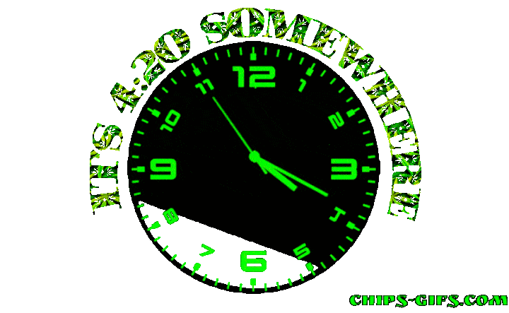  It's a watch and it's 4:20 there is fire and smoke And then a peace sign The caption says 'it's 420 somewhere' On a transparent background