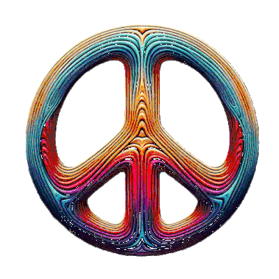 Peace sign With psychedelic colors On a transparent background