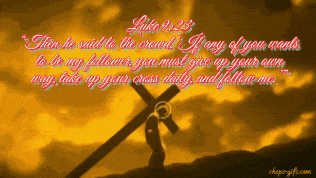  The silhouette of Jesus walking up a hill carrying a cross, symbolizing the call to follow him