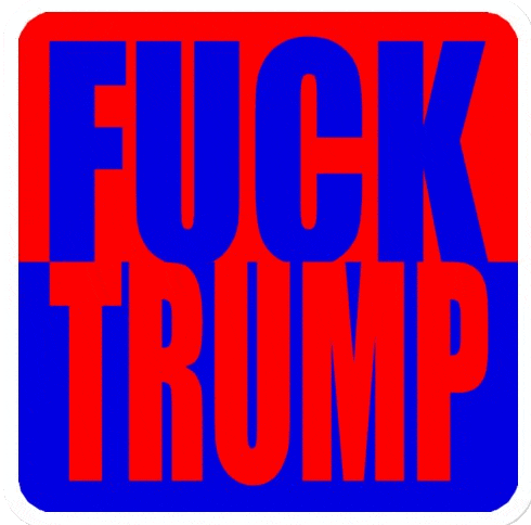  A bright flashing red white and blue Fuck Trump sign