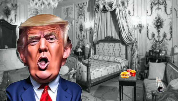  An animated Depiction of Donald Trump with Judge Eileen Cannon As she services him He exclaims I pick the Greatest judges