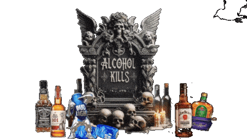  Flashing tombstones all with the inscription alcohol kills on a transparent background Jesus even pokes his head out as friends pour out their Drinks over the grave as bottles of alcohol & the Bud Light Man danced on the grave