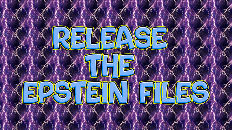  An open safe with files disks pictures all spilling out on the floor and files flying by in the background Big bold Type reads release to Epstein Files