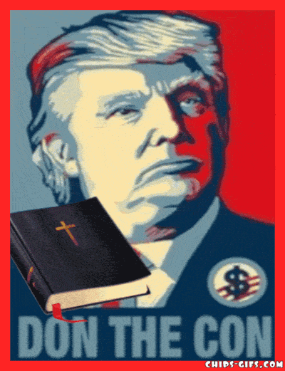 An animation of the Different anti-trump signs For instance, Don the Con, twitLER ect all in red white and blue