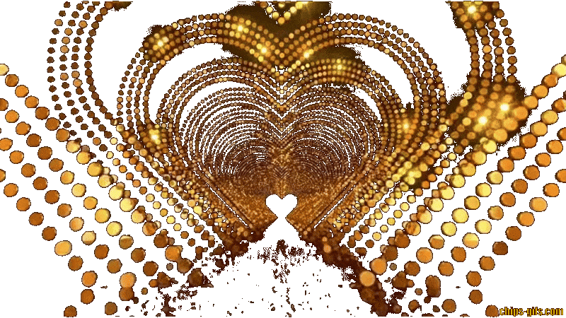 A transparent animated GIF showing a tunnel ofGold hearts effect