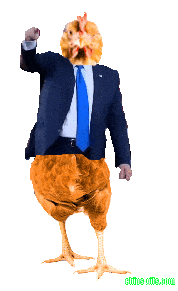  Donald Trump With a chicken head doing his famous trump dance