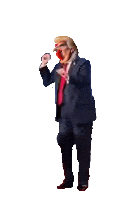 Trump With a chickenhead doing Trump's signature dance