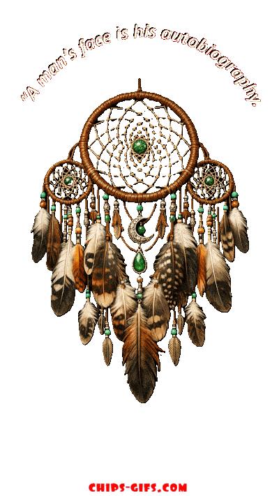 An image of a dream catcher that changes into a Native American with theNative American Lakota teaching 'A Man's Face is his autobiography, His dreams are his soul' On a transparent background