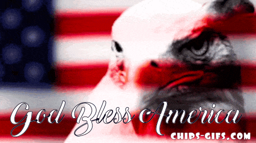  An image of an eagle with an American flag background With the message God bless the USA