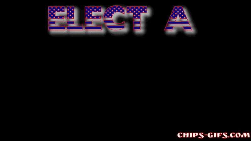  A GIF of big bold type in red white and Blues with stars that says 'Elect a pedophile expect to be fucked'