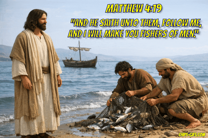 Jesus calling his first disciples, Simon Peter and Andrew in the bible verse Matthew 4:18