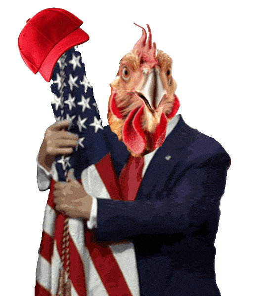  Donald Trump With the chicken head hugging the flag