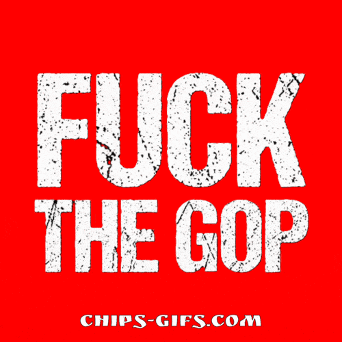  A bright flashing red white and blue Fuck theGOP sign