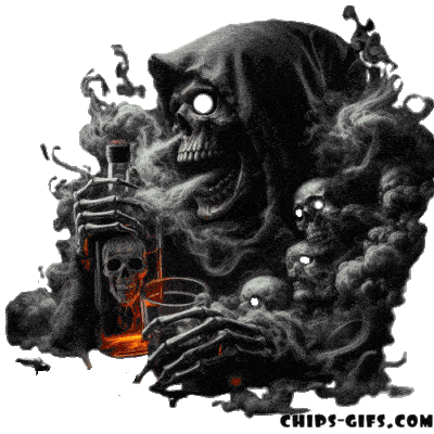Grim reaper with a Bottle of whiskey