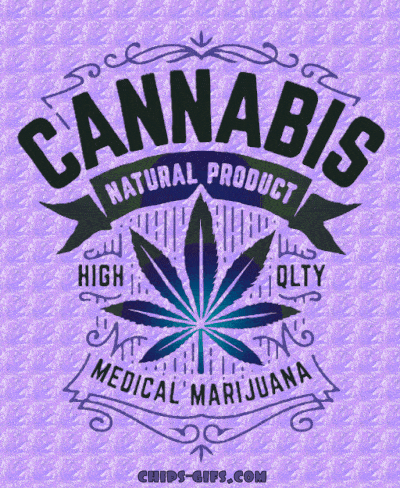 Medical cannabis sign in translucent purple and neon green background