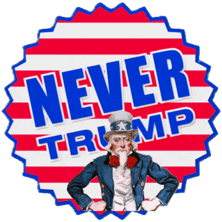 never trump sign flashing with different colors and different 'never trump' messages and even Uncle Sam