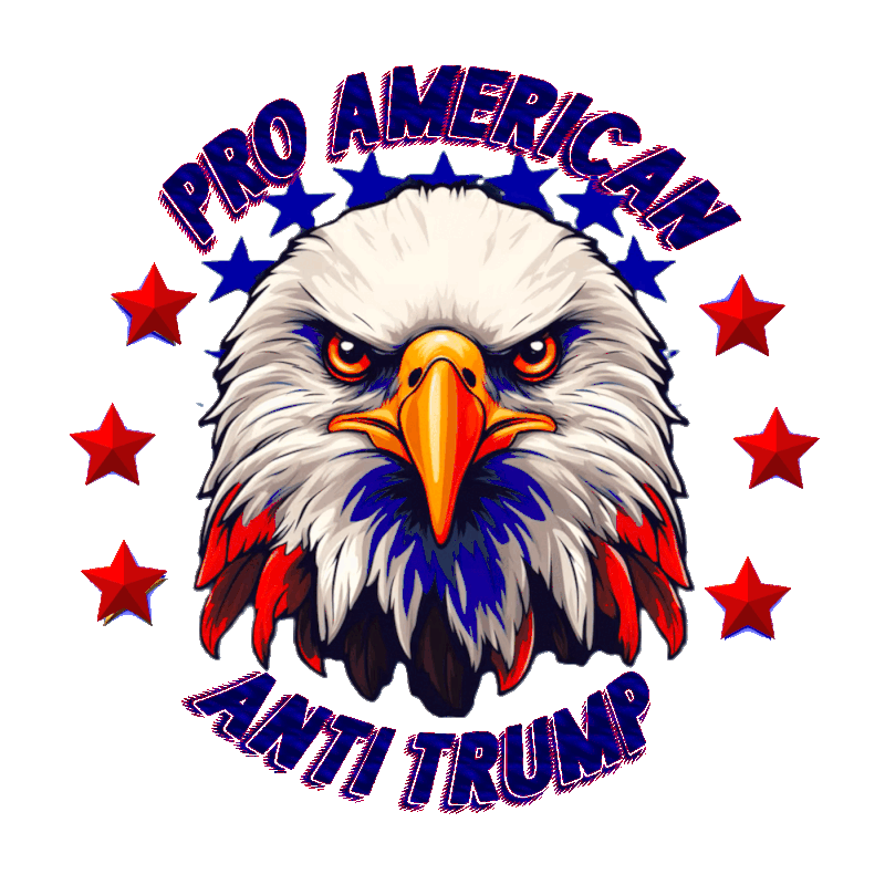  A very patriotic looking red white and blue GIF And an eagle with red white and blue feathers winks as the title flashes pro American anti Trump
