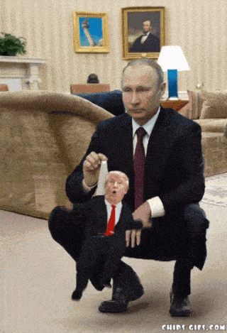 putin is holding mini trump by the underwear Trump is his puppet