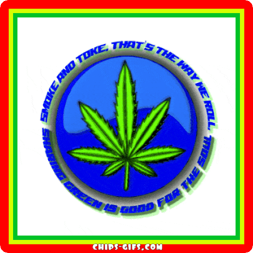 Hands passing weed back and forth over top of a marijuana leaf design With a Jingle around it about Sharing weed