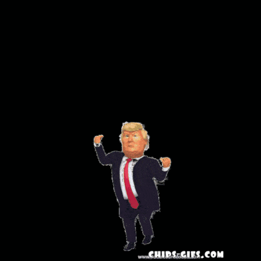 A giant blue wave takes out a dancing Donald Trump 