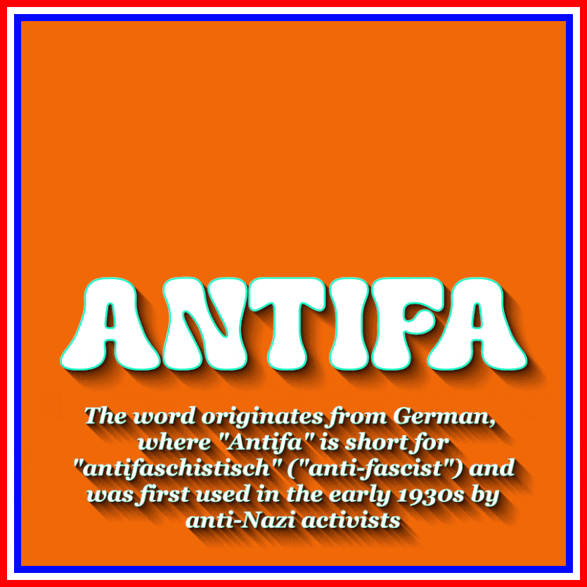 flashing i am antifa with the real definition underneath all with stars and stripes type