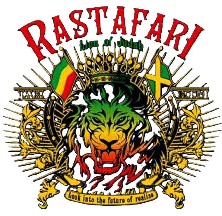 rasta lion of judah waving ethiopian flag